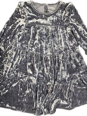 Cat & Jack Girls' Silver Crush Velvet Tiered Dress